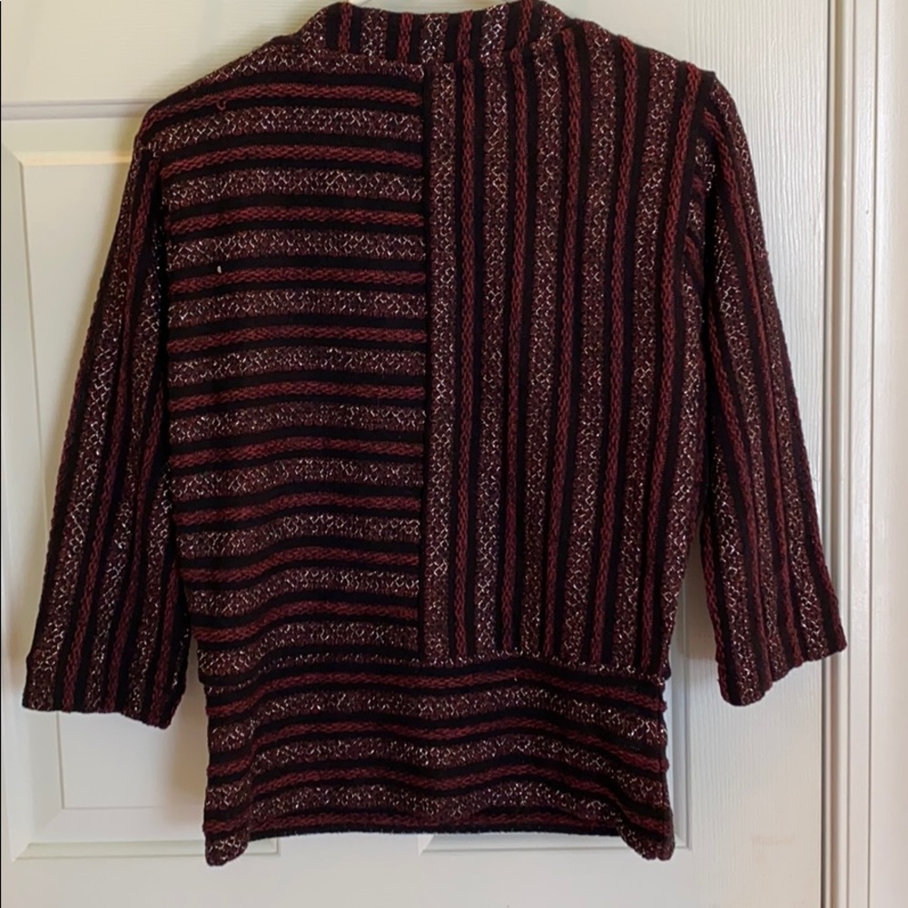 Anthropologie Maroon & Black Striped Sweater